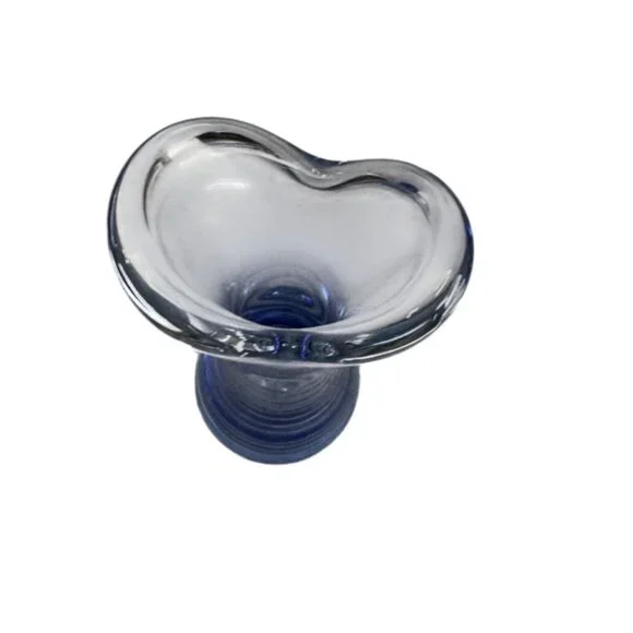 Vintage Vas Vitreum Sweden Cobalt Bubble Art Glass Bud Vase 10" Signed With Gift - Picture 4 of 11